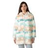 Veste à capuche colorée en fausse fourrure imprimé fleurs