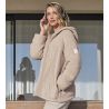 Veste molletonnée beige à capuche et fermeture éclair