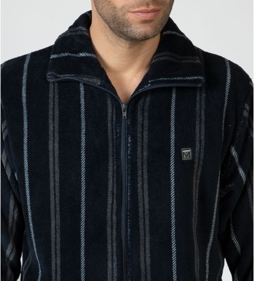 Veste polaire homme bleu marine à rayures verticales