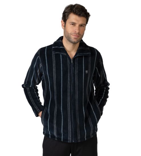 Veste polaire homme bleu marine à rayures verticales