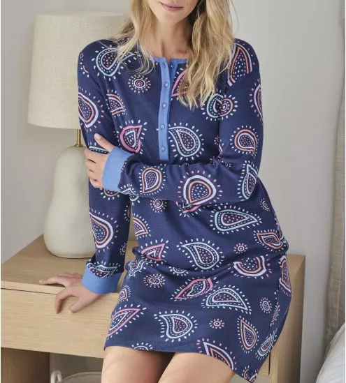 Liquette manches longues bleu marine imprimé fun et coloré