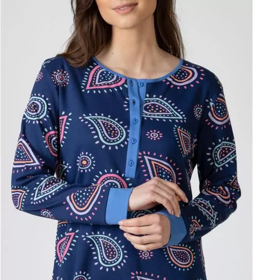 Liquette manches longues bleu marine imprimé fun et coloré