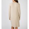 Liquette longue côtelée beige avec poches 