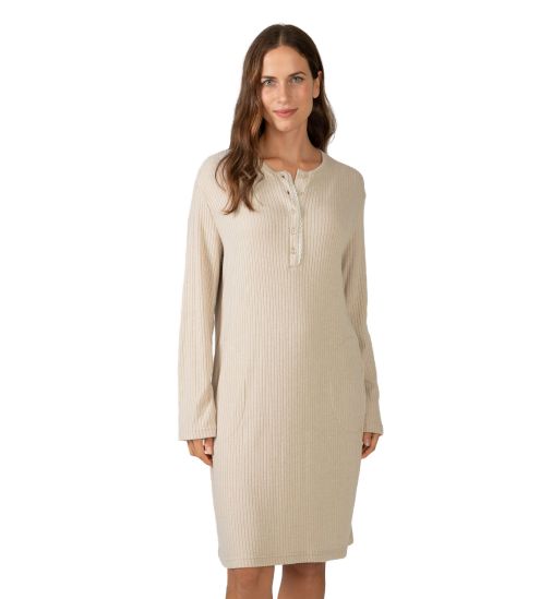 Liquette longue côtelée beige avec poches 