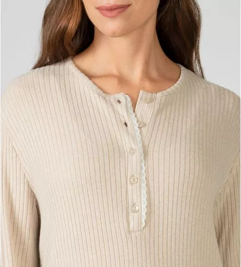 Liquette longue côtelée beige avec poches 