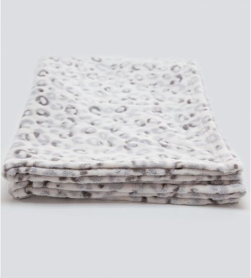 Plaid doux imprimé léopard gris