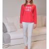 Ensemble de pyjama polaire doux pour femme Rouge/Gris imprimé Love