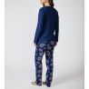 Pyjama droit bleu marine pour femme imprimé fun et coloré