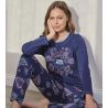 Pyjama droit bleu marine pour femme imprimé fun et coloré