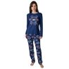 Pyjama droit bleu marine pour femme imprimé fun et coloré