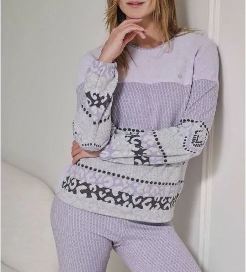 Pyjama polaire très doux pour l'hiver Lilas