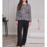 Pyjama élégant femme en modal beige et noir