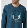 Pyjama chaud en polaire pour homme imprimé caque de musique
