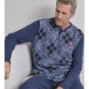 Pyjama polaire bleu marine pour homme motifs à losange