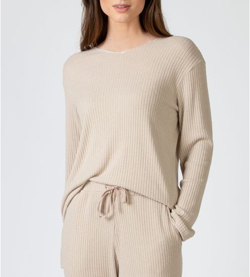 Ensemble de pyjama doux en velours côtelé beige