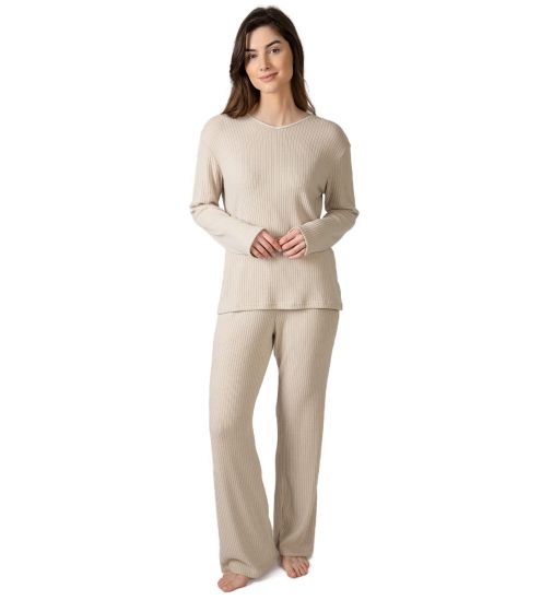 Ensemble de pyjama doux en velours côtelé beige