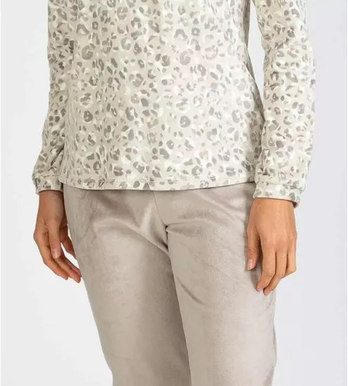 Pyjama en velours doux imprimé léopard pour femme