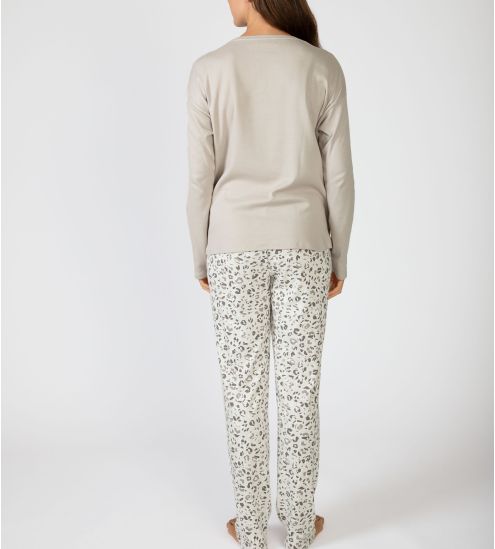 Pyjama imprimé léopard pour femme à manches longues