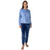 Pyjama en velours bleu pour femme imprimé coloré