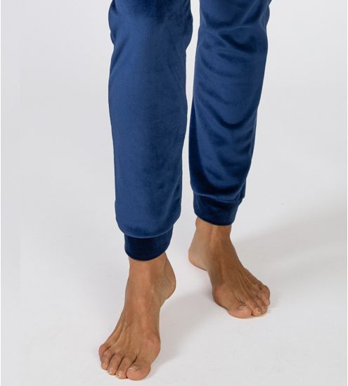 Pyjama en velours bleu pour femme imprimé coloré