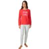 Ensemble de pyjama polaire doux pour femme Rouge/Gris imprimé Love