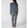 Pyjama femme en velous gris foncé imprimé coeurs colorés