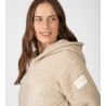 Veste molletonnée beige à capuche et fermeture éclair