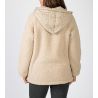 Veste molletonnée beige à capuche et fermeture éclair