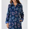 Robe de chambre longue en pilou bleu marine imprimé fun et coloré