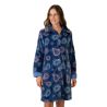 Robe de chambre longue en pilou bleu marine imprimé fun et coloré