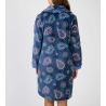 Robe de chambre longue en pilou bleu marine imprimé fun et coloré