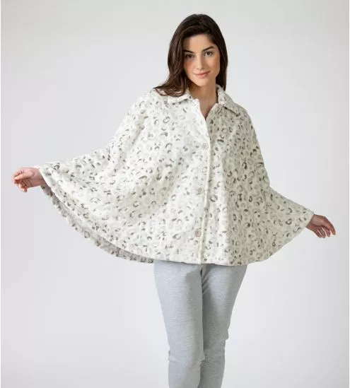Poncho pilou imprimé léopard gris