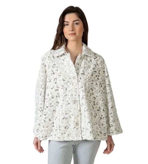 Poncho pilou imprimé léopard gris