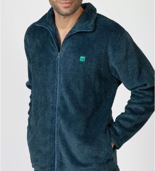 Veste pilou zippée pour homme bleu