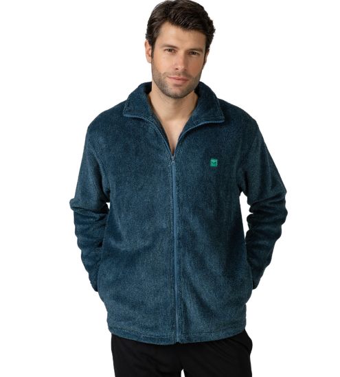Veste pilou zippée pour homme bleu