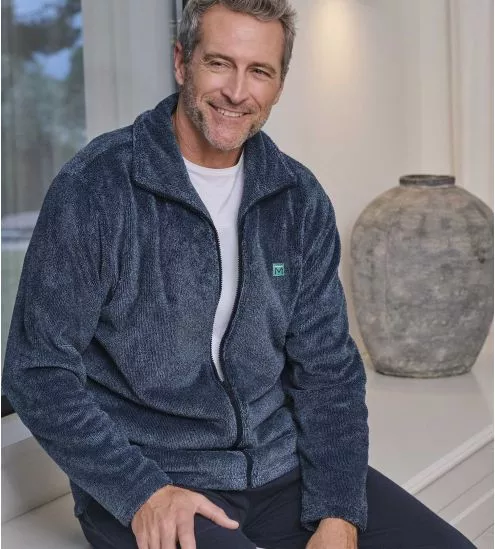 Veste pilou zippée pour homme bleu