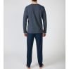 Pyjama long boutonné pour homme Bleu Chiné