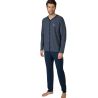 Pyjama long boutonné pour homme Bleu Chiné