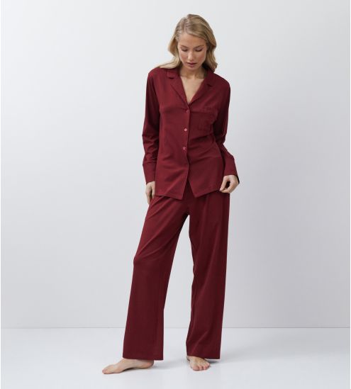 Pyjama chemise bordeaux en modal pour femme 