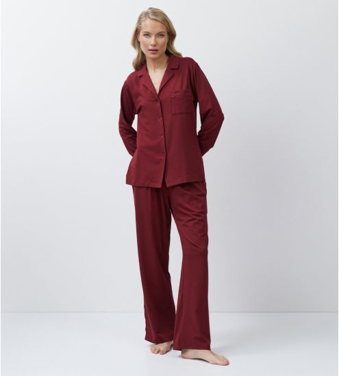 Pyjama chemise bordeaux en modal pour femme 