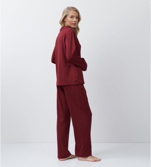 Pyjama chemise bordeaux en modal pour femme 