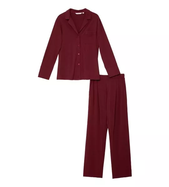 Pyjama chemise bordeaux en modal pour femme 