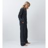 Pyjama chemise rayé gris et blanc pour femme