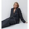 Pyjama chemise rayé gris et blanc pour femme