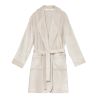 Peignoir doux femme en pilou uni beige rose