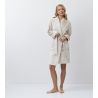 Peignoir doux femme en pilou uni beige rose