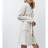 Peignoir doux femme en pilou uni beige rose