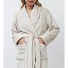 Peignoir doux femme en pilou uni beige rose