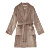 Peignoir doux femme en pilou uni brun chocolat