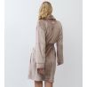 Peignoir doux femme en pilou uni brun chocolat
